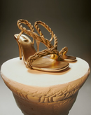 Roxana Gold High-Heel Asymmetric Sandal