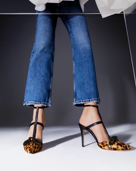 Catena Leopard High-Heel Ankle Strap Mule Pump