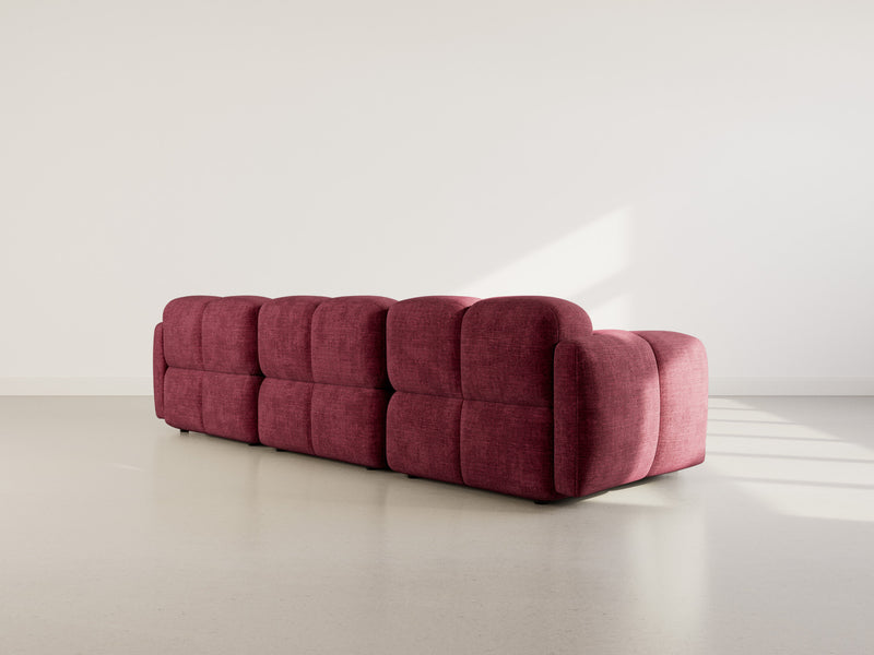 Grace - Canapé Modulable - 3 Places - Velours Texturé - Prune