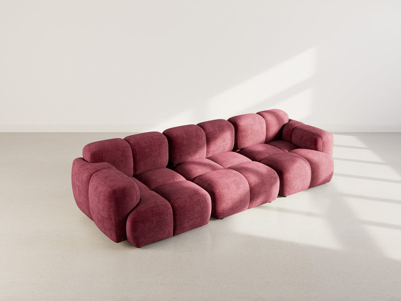 Grace - Canapé Modulable - 3 Places - Velours Texturé - Prune