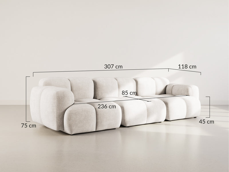 Grace - Canapé Modulable - 3 Places - Velours Texturé - Prune