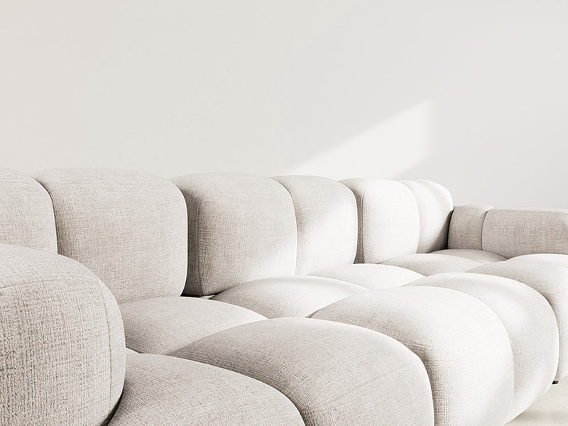 Grace - Canapé Modulable - 3 Places - Velours Texturé - Beige