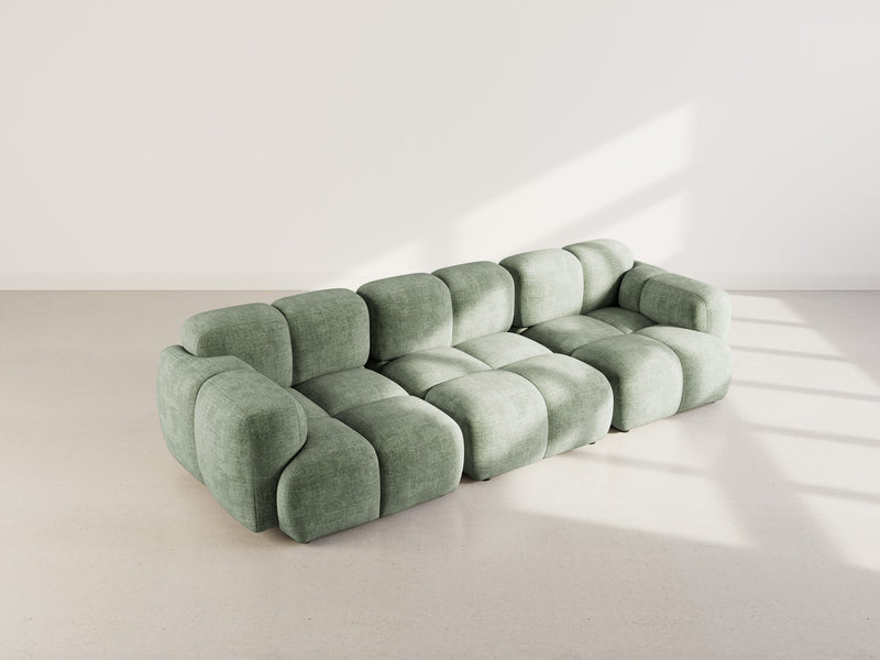 Grace - Canapé Modulable - 3 Places - Velours Texturé - Vert Sauge