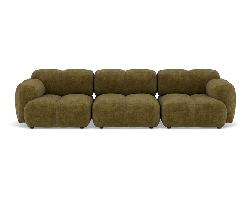 Grace - Canapé Modulable - 3 Places - Velours Texturé - Vert Olive
