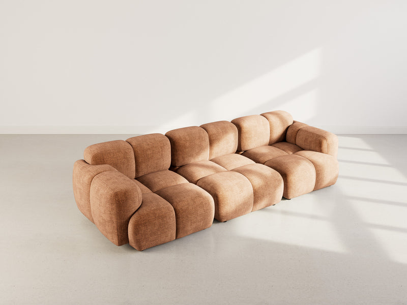 Grace - Canapé Modulable - 3 Places - Velours Texturé - Rouille