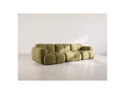 Grace - Canapé Modulable - 3 Places - Velours Texturé - Vert Olive