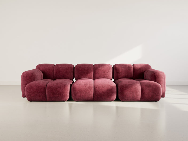 Grace - Canapé Modulable - 3 Places - Velours Texturé - Prune