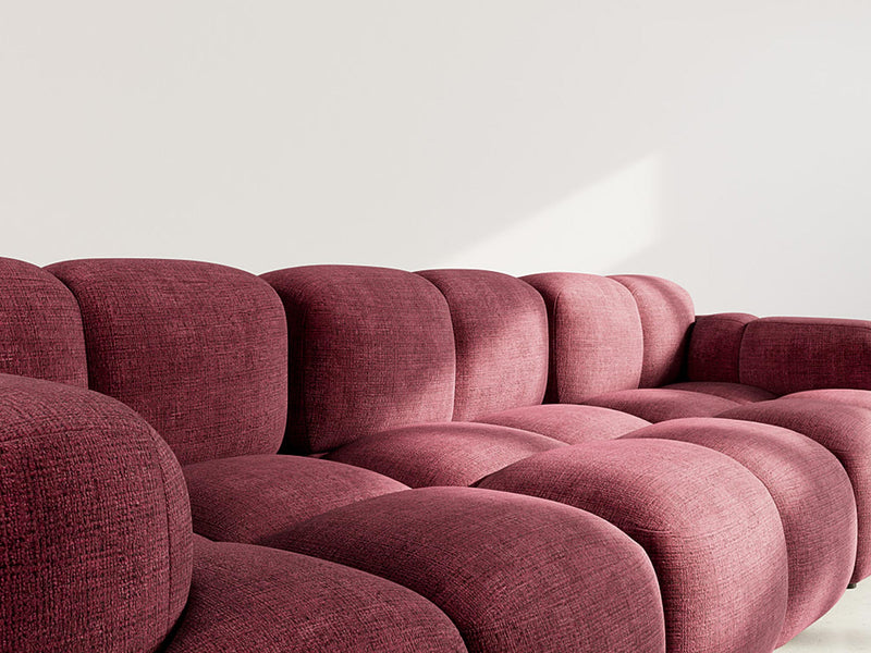 Grace - Canapé Modulable - 3 Places - Velours Texturé - Prune