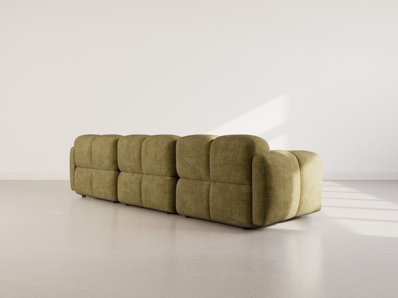 Grace - Canapé Modulable - 3 Places - Velours Texturé - Vert Olive