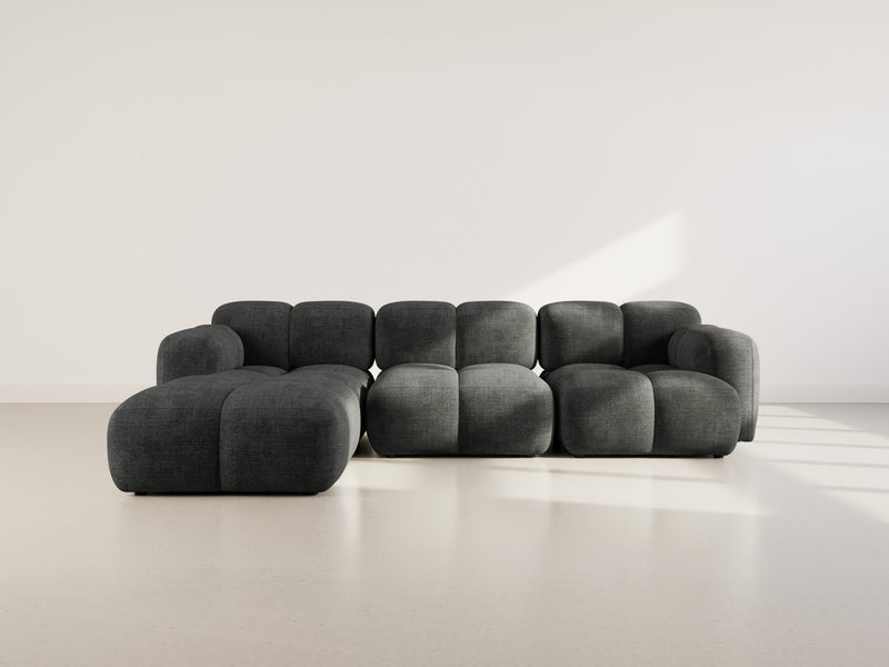 Grace - Reversible Corner Sofa - 4 Seater - Textured Velvet - Anthracite Gray