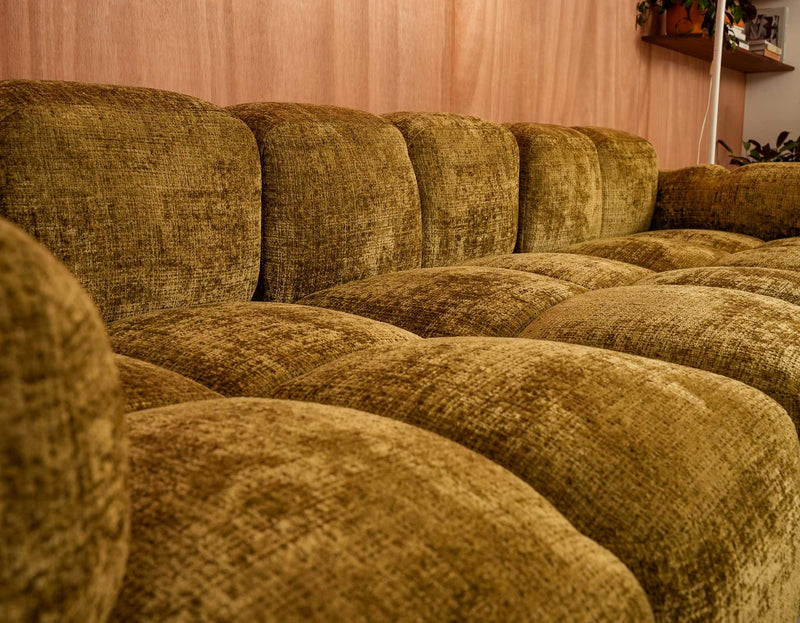 Grace - Canapé D'Angle Réversible - 4 Places - Velours Texturé - Vert Olive