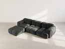 Grace - Reversible Corner Sofa - 4 Seater - Textured Velvet - Anthracite Gray