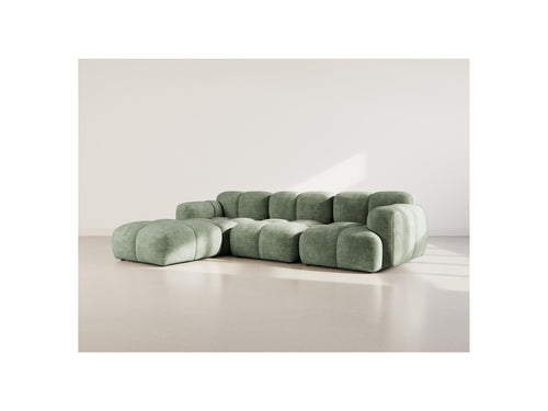 Grace - Canapé D'Angle Réversible - 4 Places - Velours Texturé - Vert Sauge