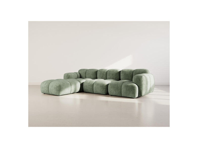 Grace - Canapé D'Angle Réversible - 4 Places - Velours Texturé - Vert Sauge