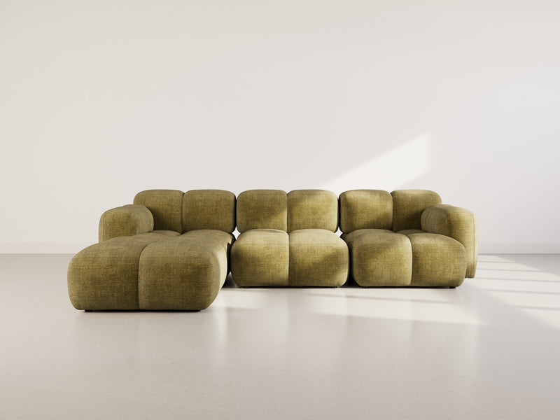 Grace - Canapé D'Angle Réversible - 4 Places - Velours Texturé - Vert Olive