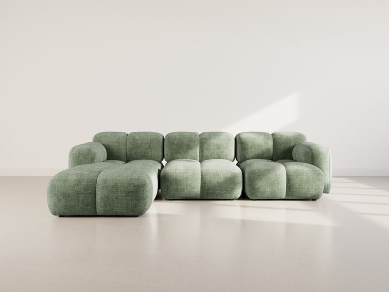 Grace - Canapé D'Angle Réversible - 4 Places - Velours Texturé - Vert Sauge