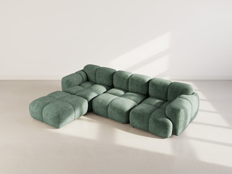 Grace - Sofá esquinero reversible - 4 plazas - Terciopelo texturizado - Verde