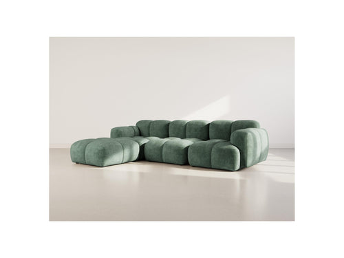 Grace - Canapé D'Angle Réversible - 4 Places - Velours Texturé - Vert