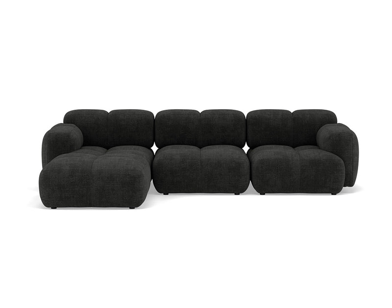 Grace - Reversible Corner Sofa - 4 Seater - Textured Velvet - Anthracite Gray