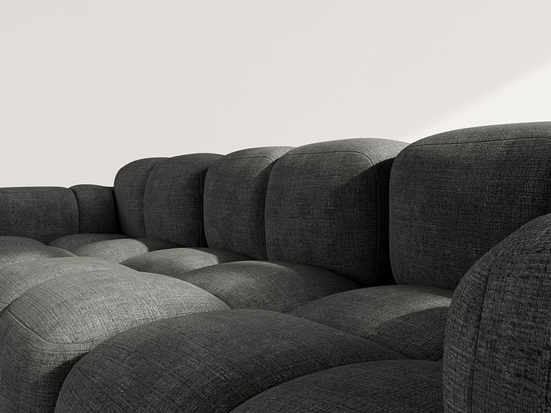 Grace - Reversible Corner Sofa - 4 Seater - Textured Velvet - Anthracite Gray