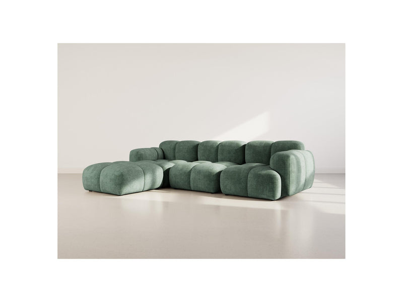 Grace - Sofá esquinero reversible - 4 plazas - Terciopelo texturizado - Verde