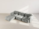 Grace - Reversible Corner Sofa - 4 Seater - Textured Velvet - Gray