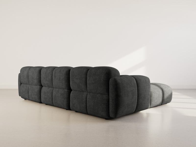 Grace - Reversible Corner Sofa - 4 Seater - Textured Velvet - Anthracite Gray