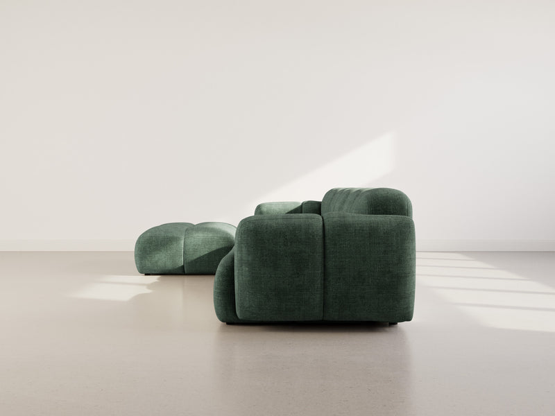 Grace - Sofá esquinero reversible - 4 plazas - Terciopelo texturizado - Verde