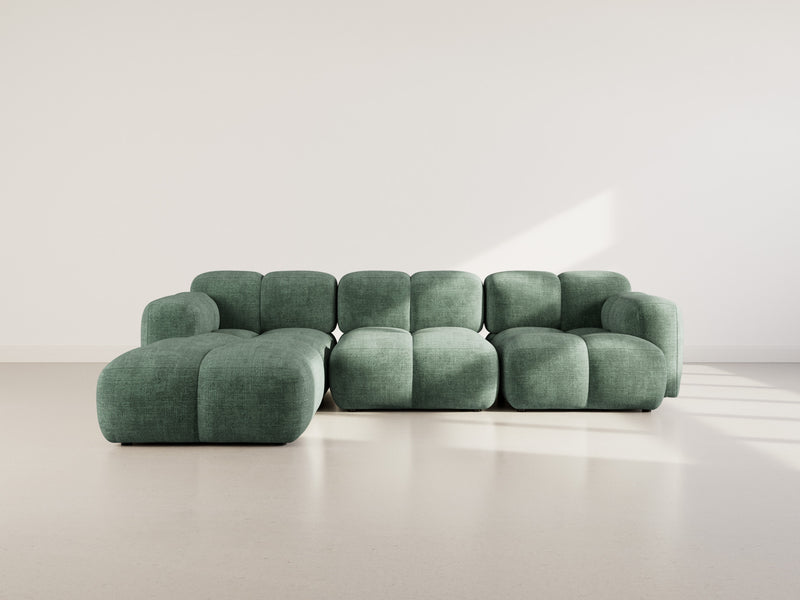 Grace - Sofá esquinero reversible - 4 plazas - Terciopelo texturizado - Verde