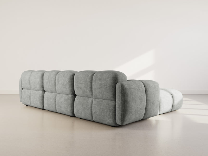 Grace - Reversible Corner Sofa - 4 Seater - Textured Velvet - Gray