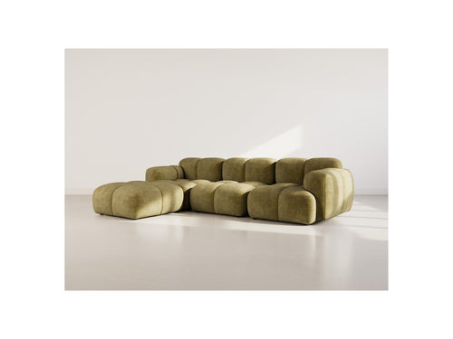 Grace - Canapé D'Angle Réversible - 4 Places - Velours Texturé - Vert Olive