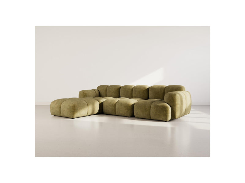 Grace - Canapé D'Angle Réversible - 4 Places - Velours Texturé - Vert Olive