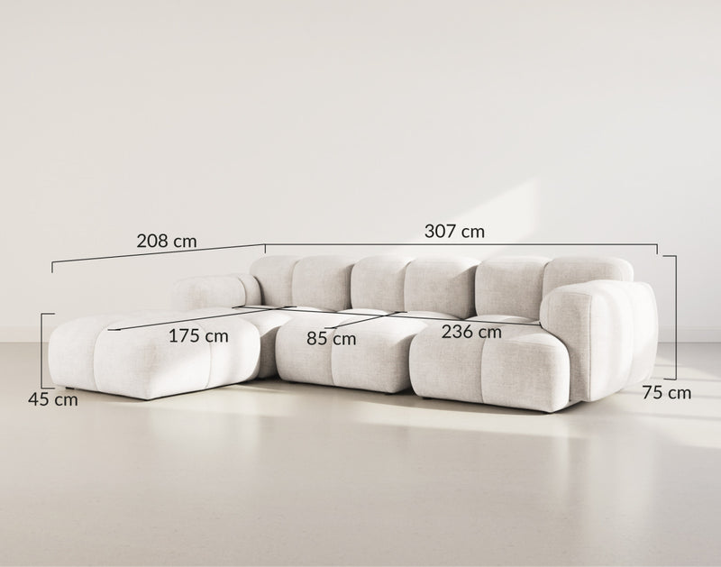 Grace - Canapé D'Angle Réversible - 4 Places - Velours Texturé - Vert Olive