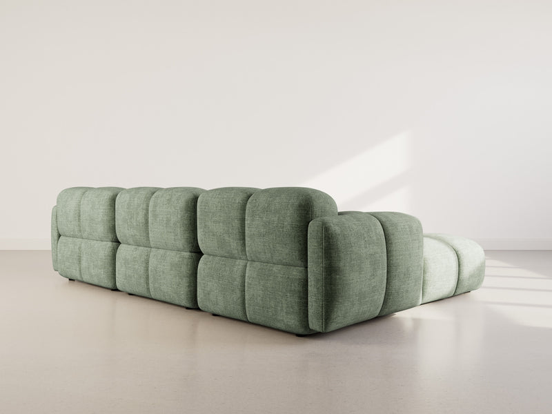 Grace - Canapé D'Angle Réversible - 4 Places - Velours Texturé - Vert Sauge