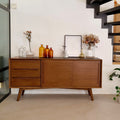 Waya - Teak Wood Sideboard, 2 Sliding Doors and 3 Drawers