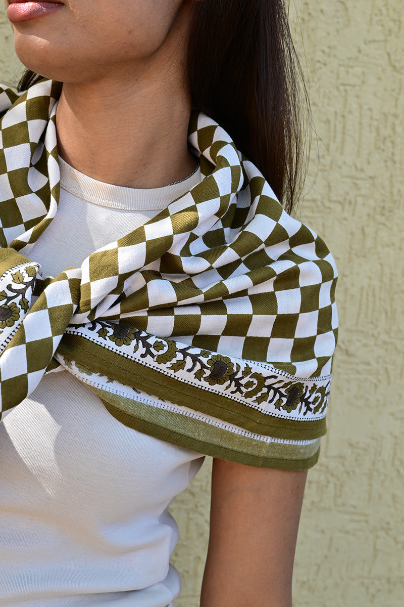 Grand Foulard Checks - Vert