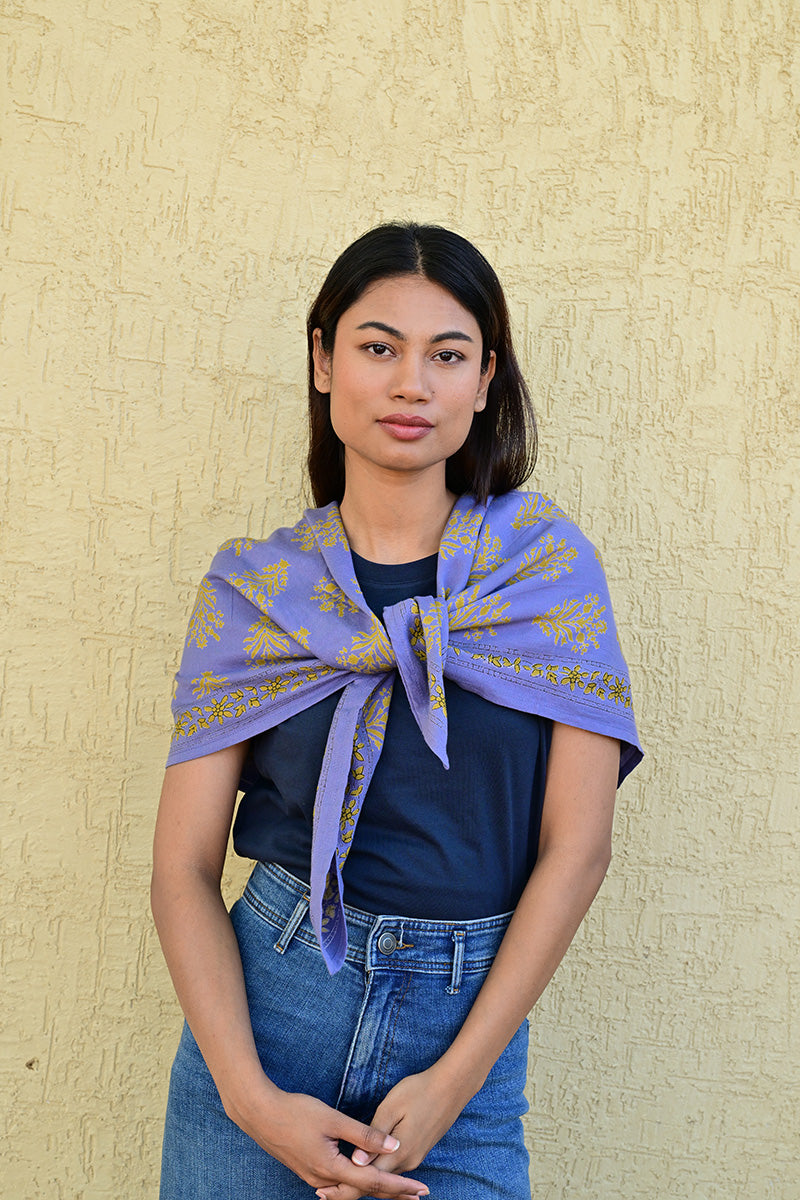 Grand Foulard Galatie - Bleu