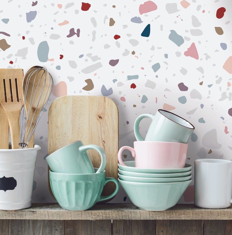 Papier Peint Granite - Blanc Multicolore