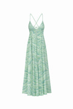 Vestido Largo de Gasa Estampada - Verde