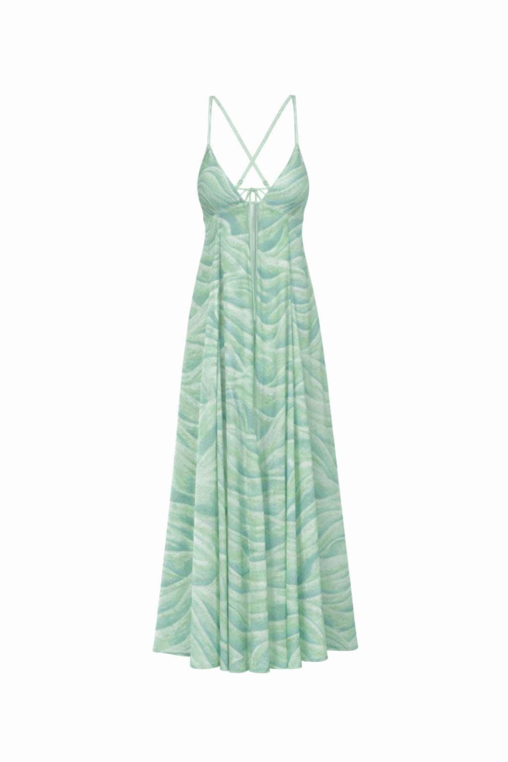Vestido Largo de Gasa Estampada - Verde