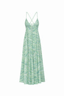 Robe Longue En Chiffon À Imprimé - Vert