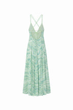 Vestido Largo de Gasa Estampada - Verde