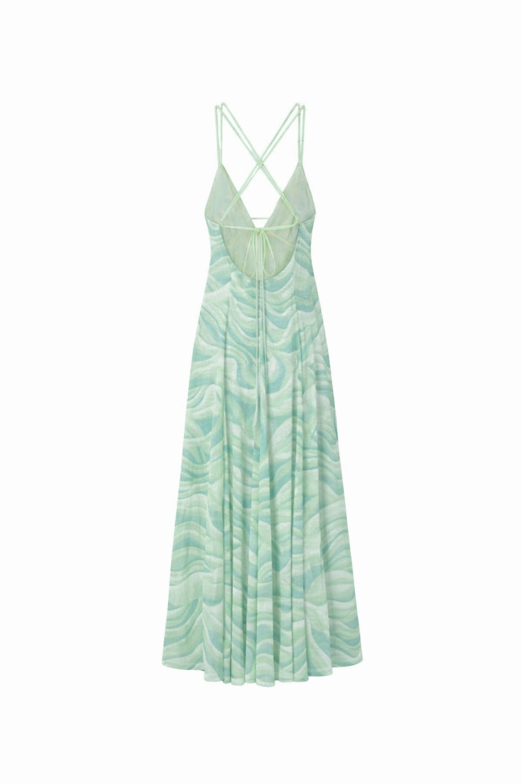Vestido Largo de Gasa Estampada - Verde