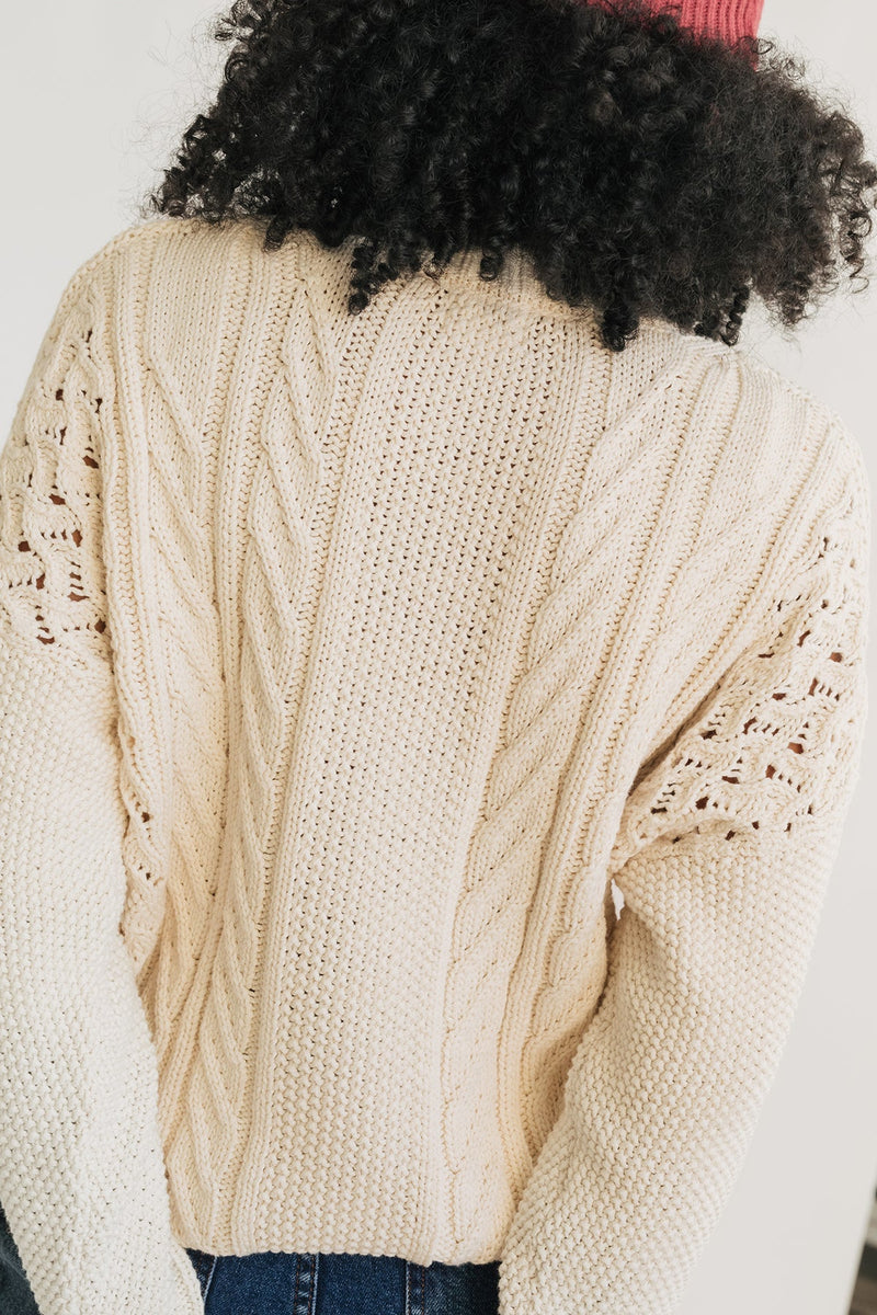 sustainable openwork ecru knit with organic cotton