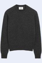 Ami Paris - Jersey Ami De Coeur con cuello redondo en cachemira color carbón