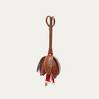 Grigri Cuir Tabac et Coquelicot