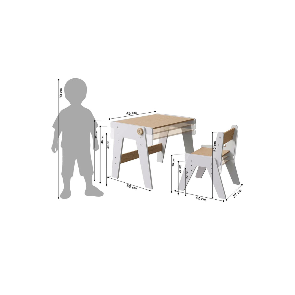 Duo Table & Chaise Évolutives – Blanc
