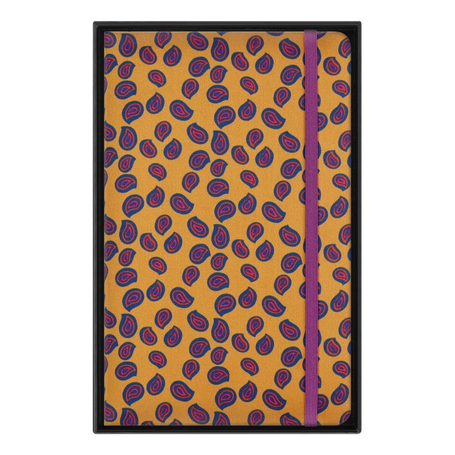 Carnet Édition Limitée Large 13X21 - Pages Lignées - Motif Paisley Jaune