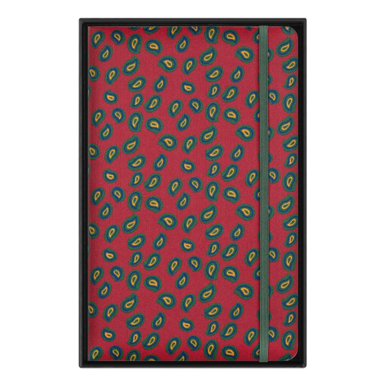 Carnet Édition Limitée Large 13X21 - Pages Lignées - Motif Paisley Bordeaux