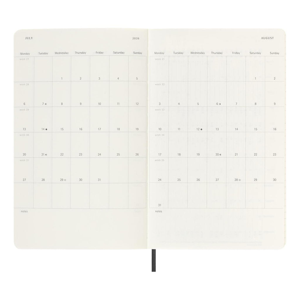 18-Month Classic Diary Large 13X21 - Weekly Notebook - Black
